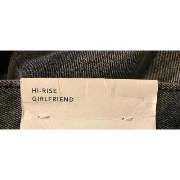 NWT AMERICAN EAGLE Hi-Rise Girlfriend Jean 8 X-LONG Black #446 - Picture 3 of 5